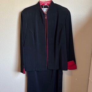 JESSICA HOWARD Black Blazer and skirt set with Red Accents